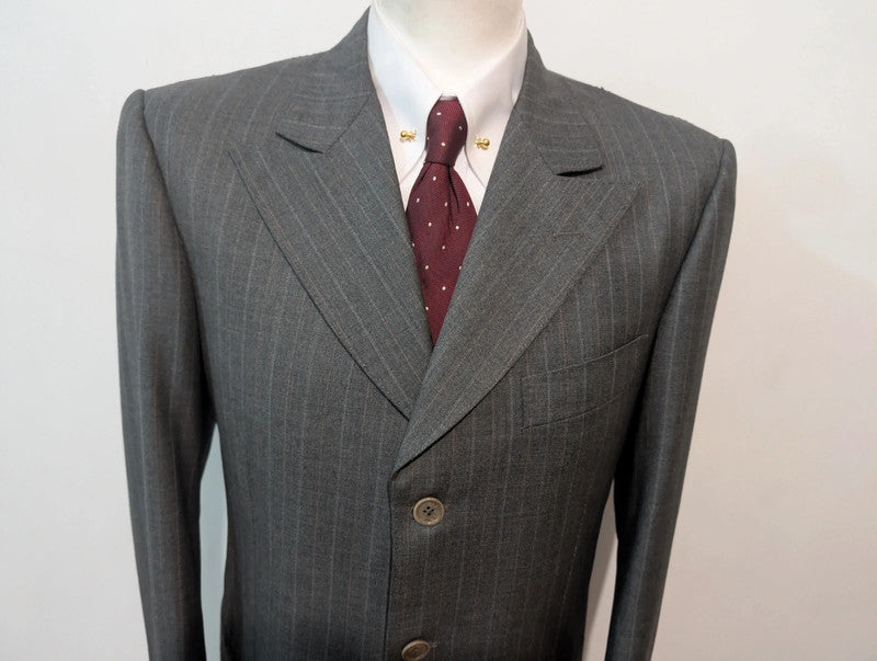 Furious gray wool pinstripe suit