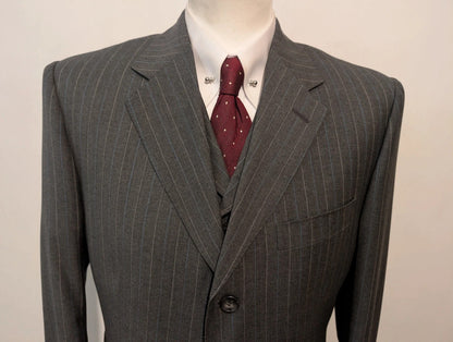 Extraordinaire costume 3 pièces pinstripe en laine