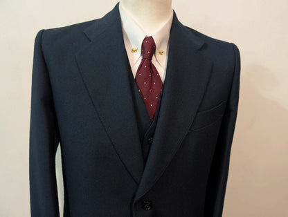 Classique costume 3 piece bleu marine en laine
