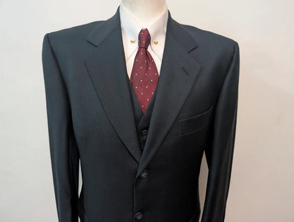 Classique costume 3 pièces bleu marine en laine