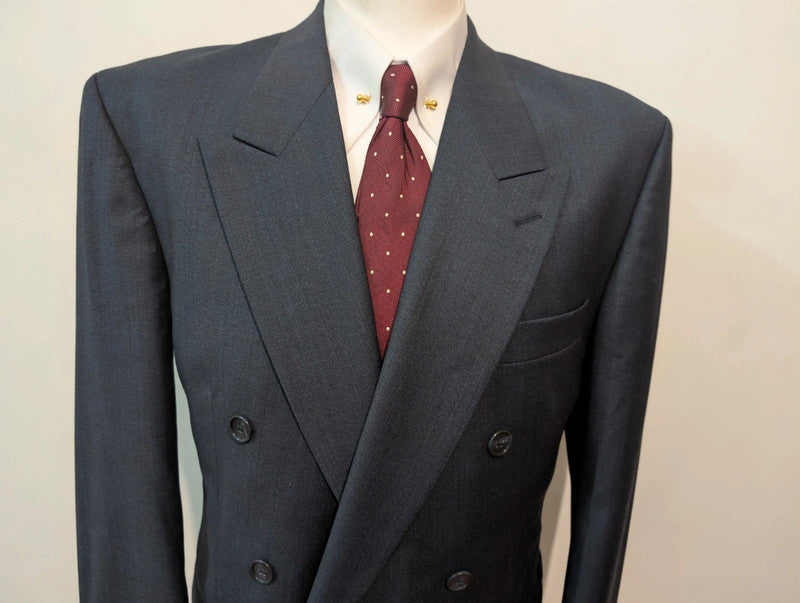 Magnifique costume croisé bleu en laine