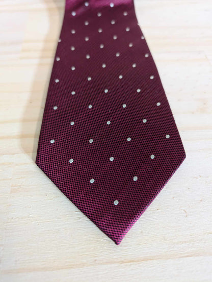 Cravate rouge à pois en soie