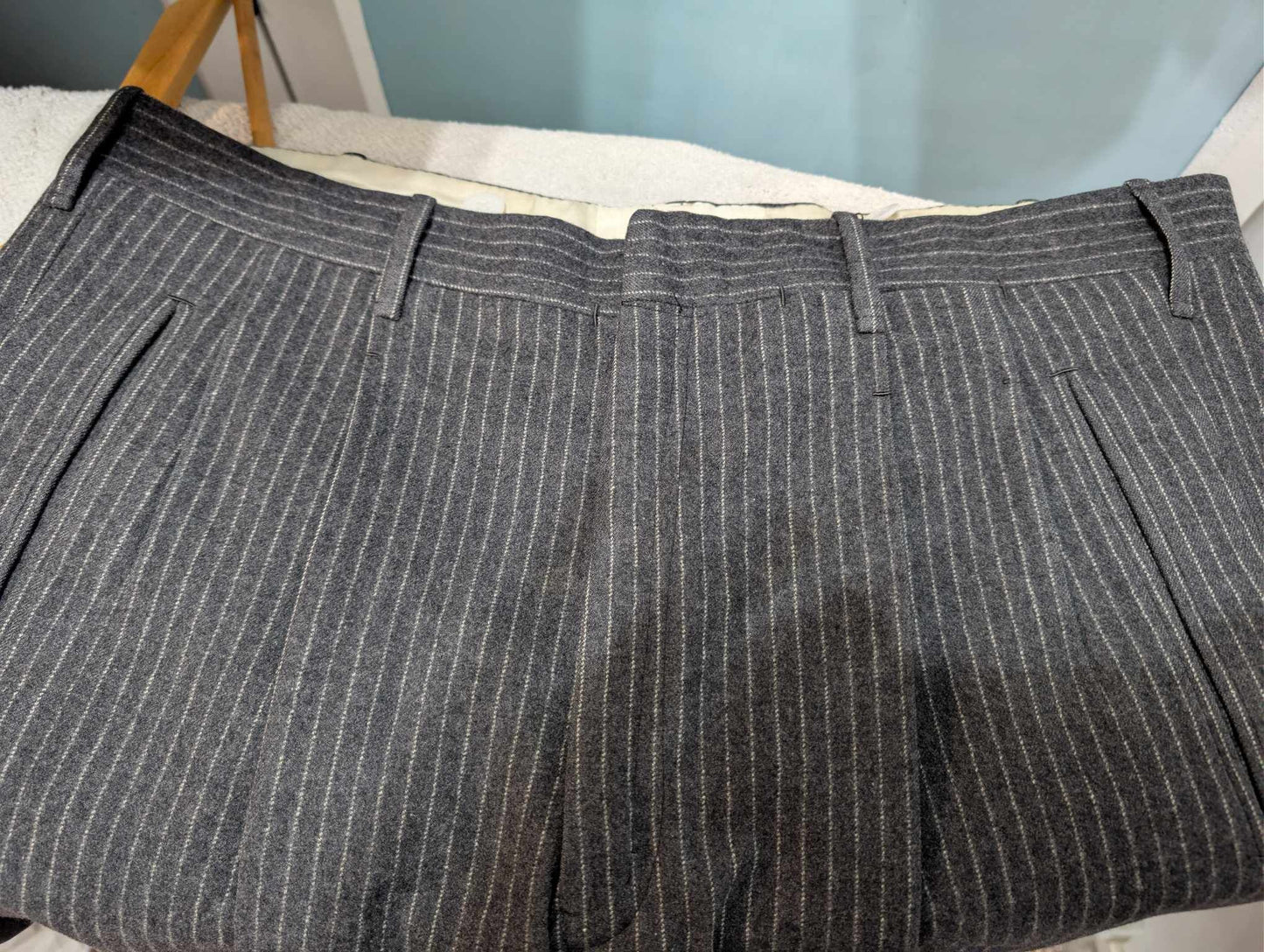 Dangereux costume 3 pièces pinstripe en flanelle lourde