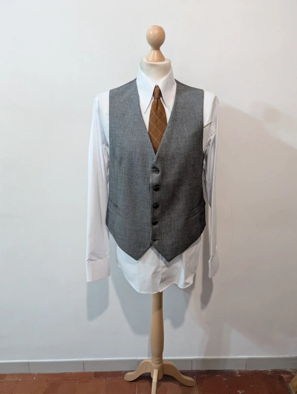 Élégant costume 3 pièces gris en laine