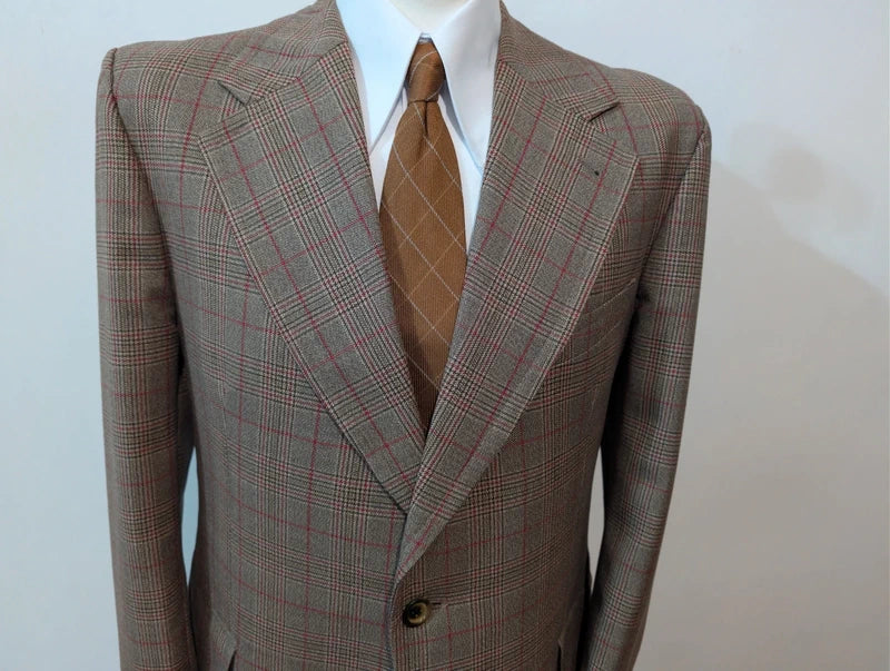 Fabuleux costume gris marron à carreaux en laine