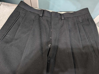 Adorable petit costume croisé noir en flanelle de laine