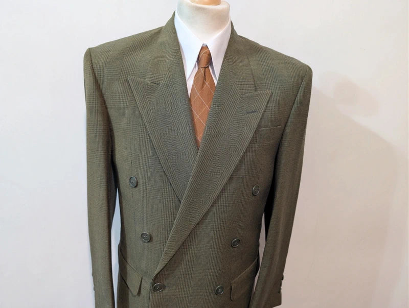 Prächtiger, zweireihiger grüner Wollanzug