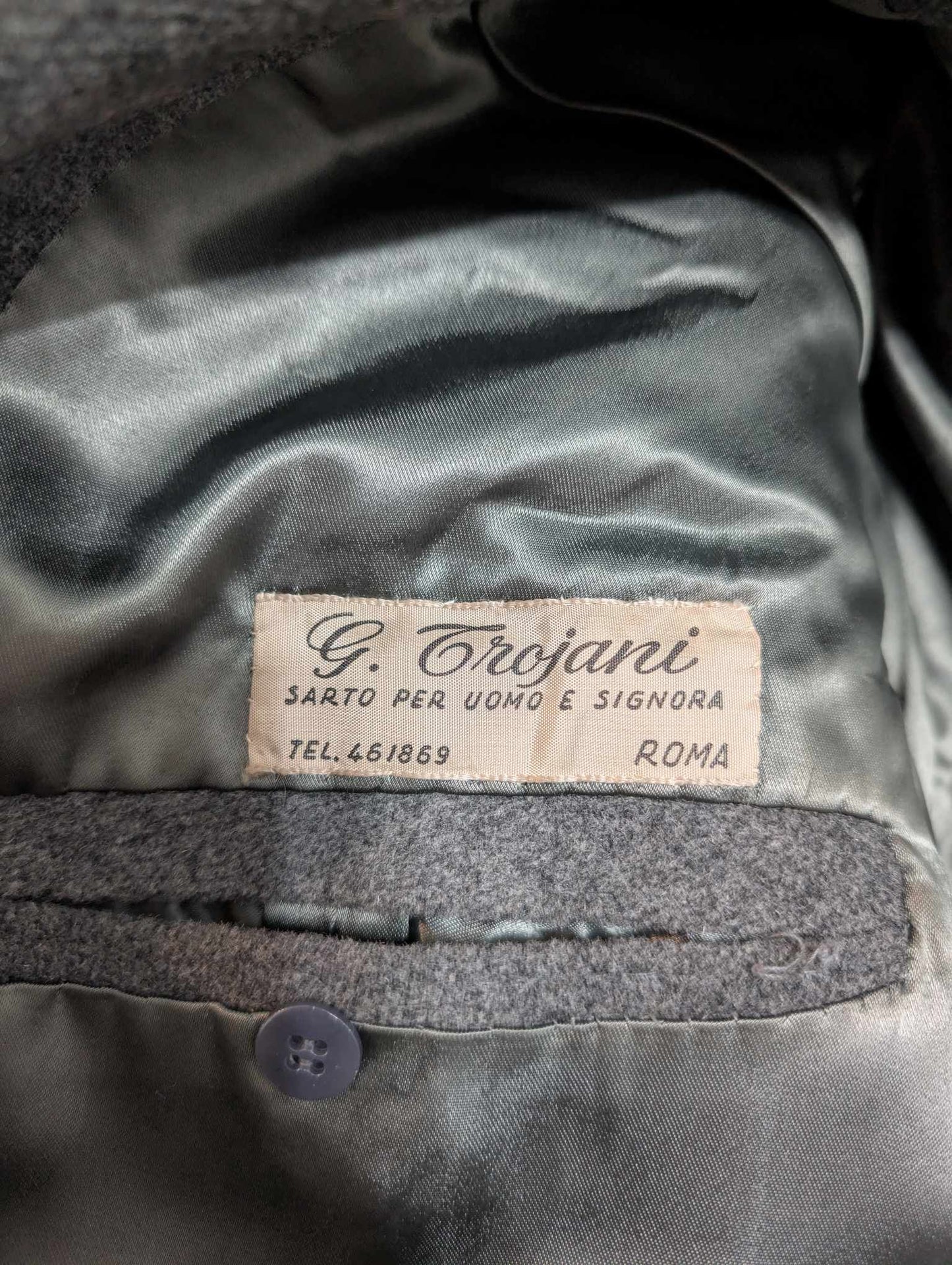 Ancien manteau croisé bespoke en laine épaisse