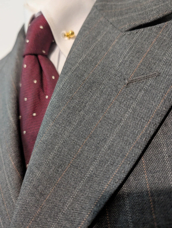 Furious gray wool pinstripe suit
