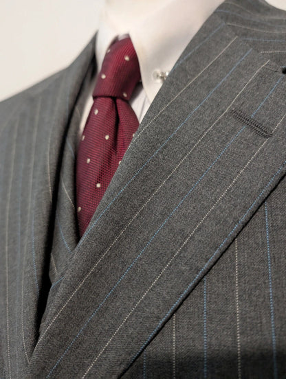Extraordinaire costume 3 pièces pinstripe en laine