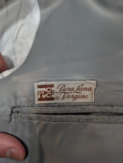 Sublime costume 3 pièces gris en flanelle de laine