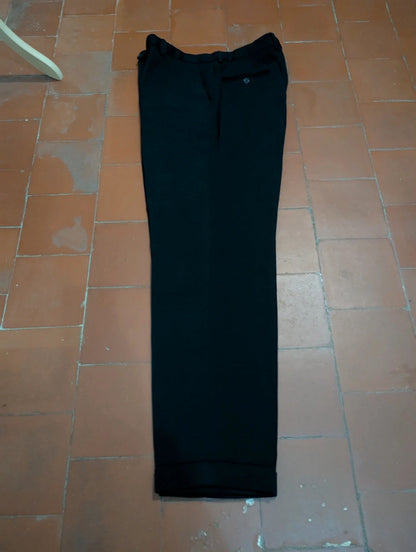 Dark black wool double-breasted suit