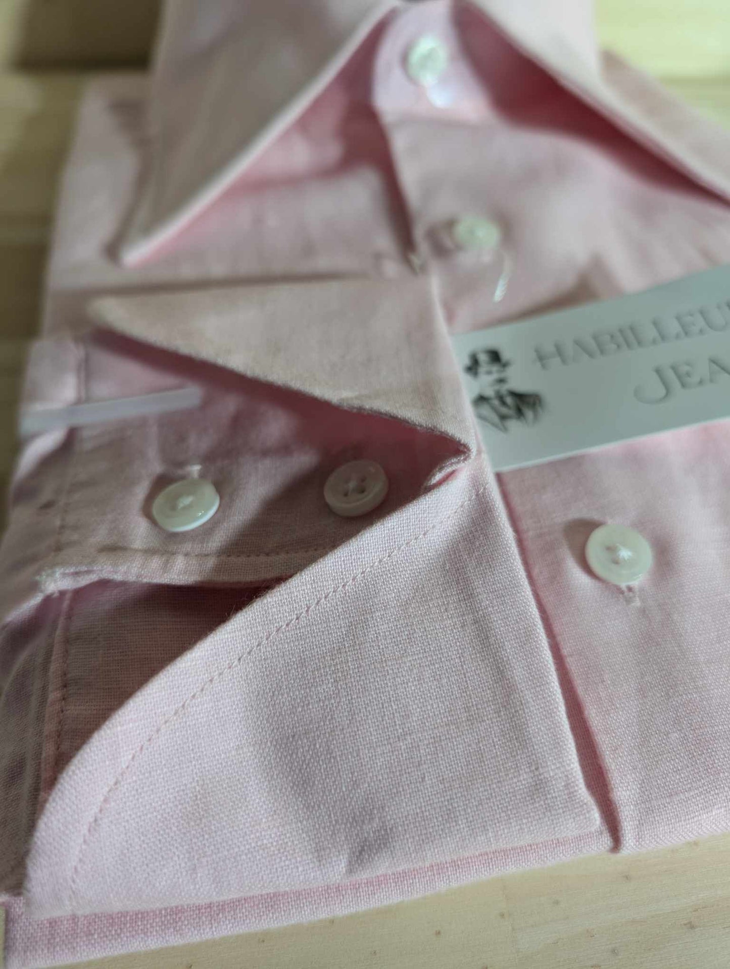 Chemise col français en lin et coton vintage