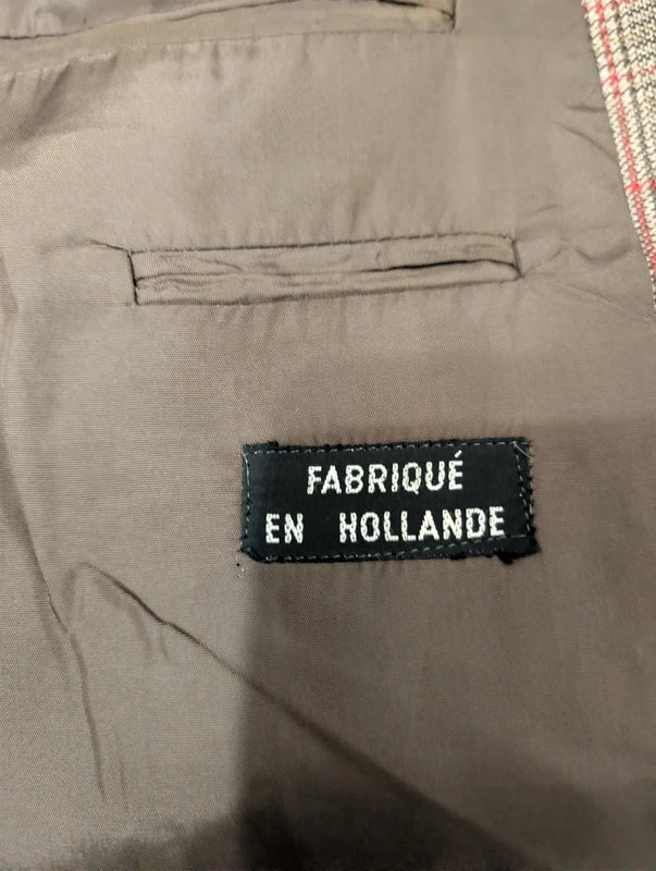 Fabuleux costume gris marron à carreaux en laine