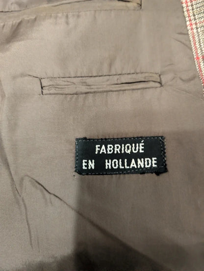 Fabuleux costume gris marron à carreaux en laine