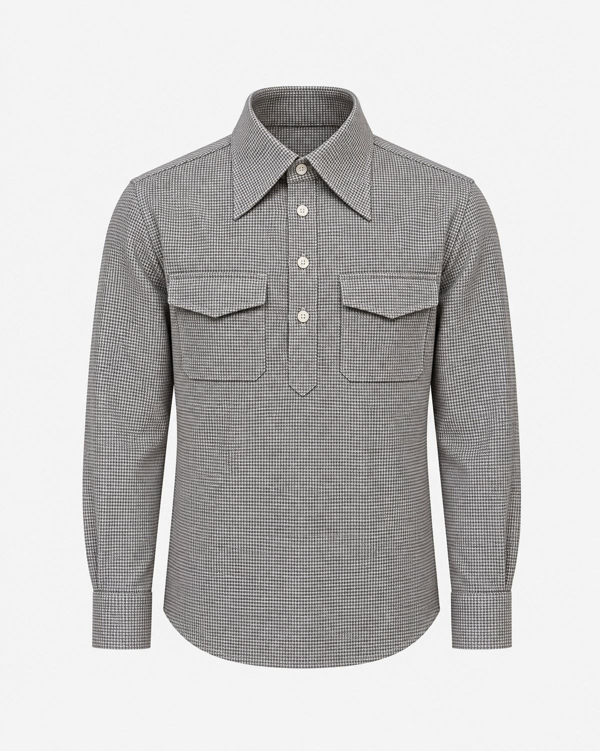 Chemise popover en flanelle à motif pied-de-poule noir