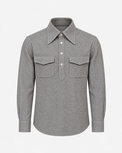 Chemise popover en flanelle à motif pied-de-poule noir
