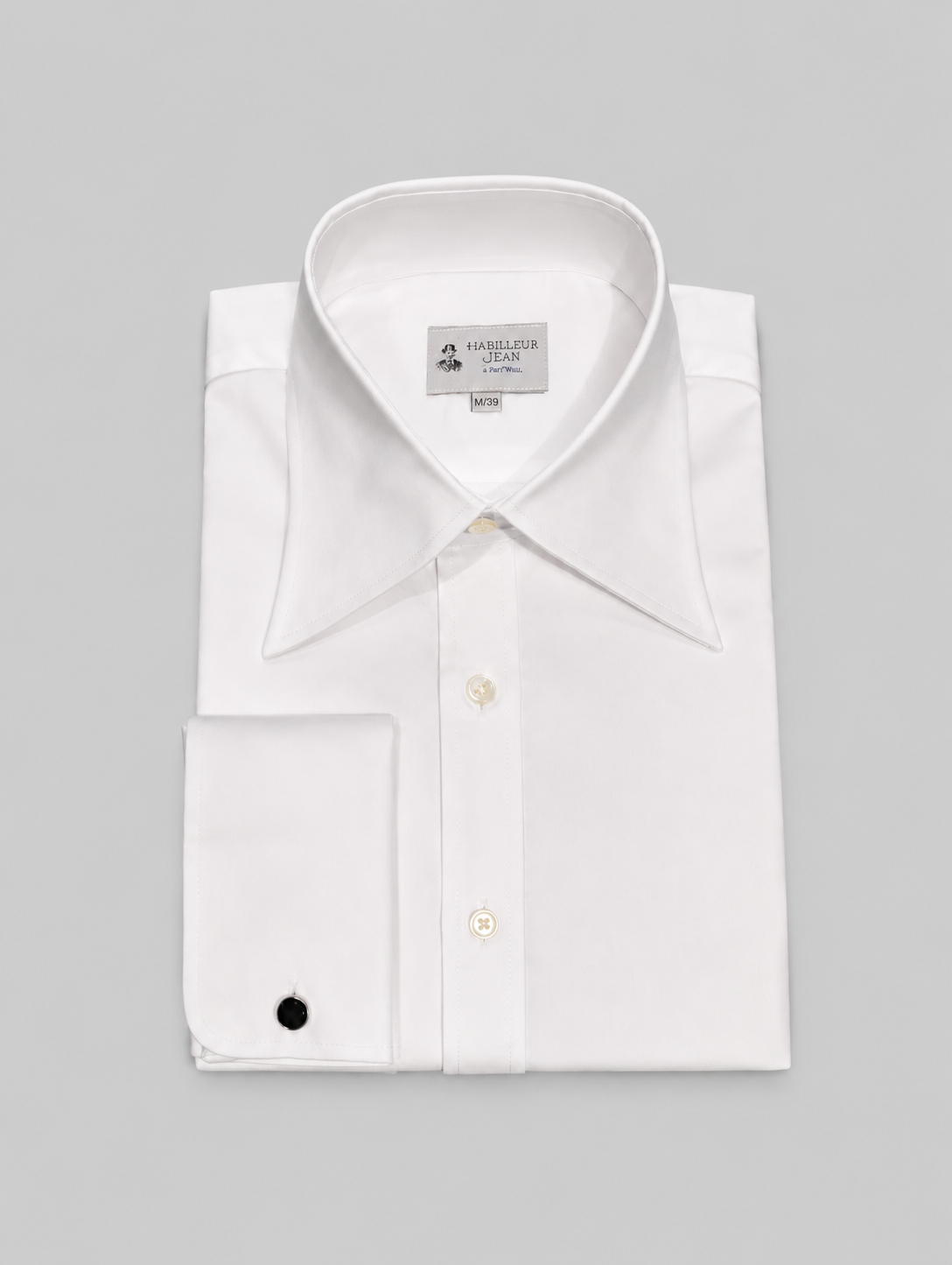 White shirt with French collar in 2-ply twill