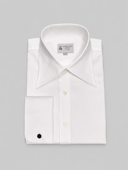 White shirt with French collar in 2-ply twill
