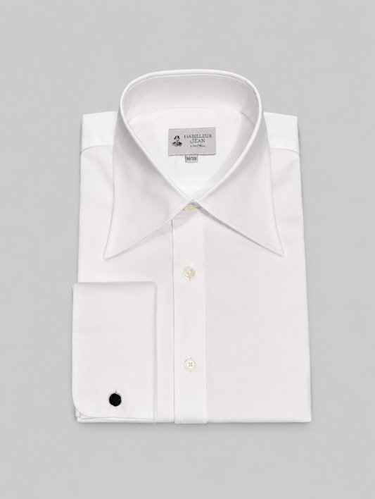 White shirt with French collar in 2-ply twill