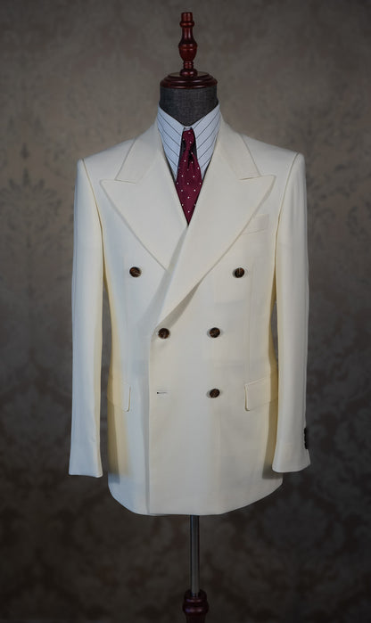 [PRE-ORDER] Double-breasted Cream cold wool jacket