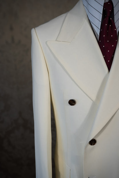 [PRE-ORDER] Double-breasted Cream cold wool jacket