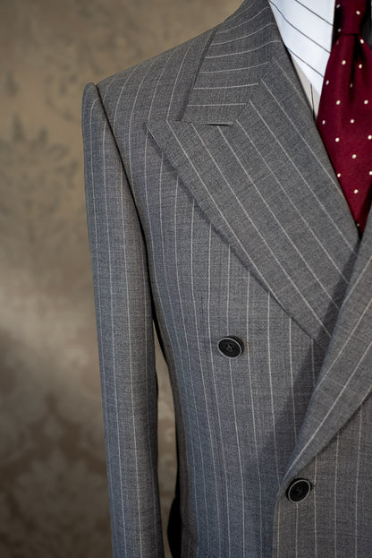 [PRE-ORDER] Double-breasted pinstripe cool wool jacket
