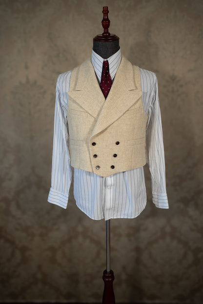 [PRÉCOMMANDE] Gilet en tweed beige à double boutonnage