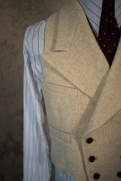 [PRÉCOMMANDE] Gilet en tweed beige à double boutonnage