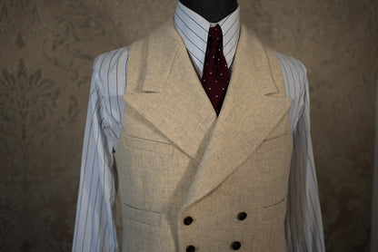 [PRÉCOMMANDE] Gilet en tweed beige à double boutonnage