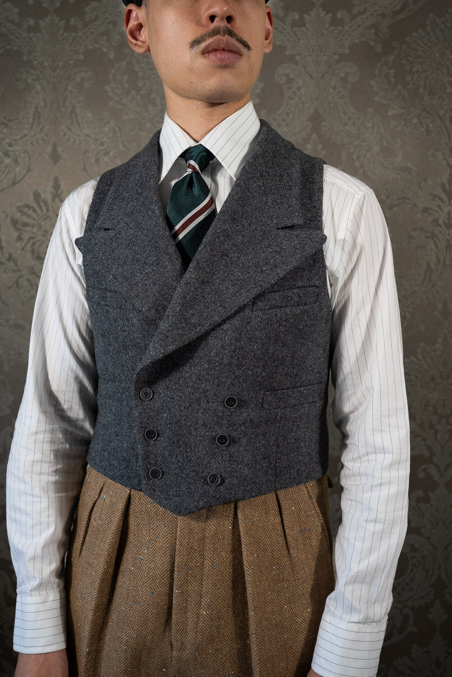 [PRÉCOMMANDE] Gilet en tweed gris croisé