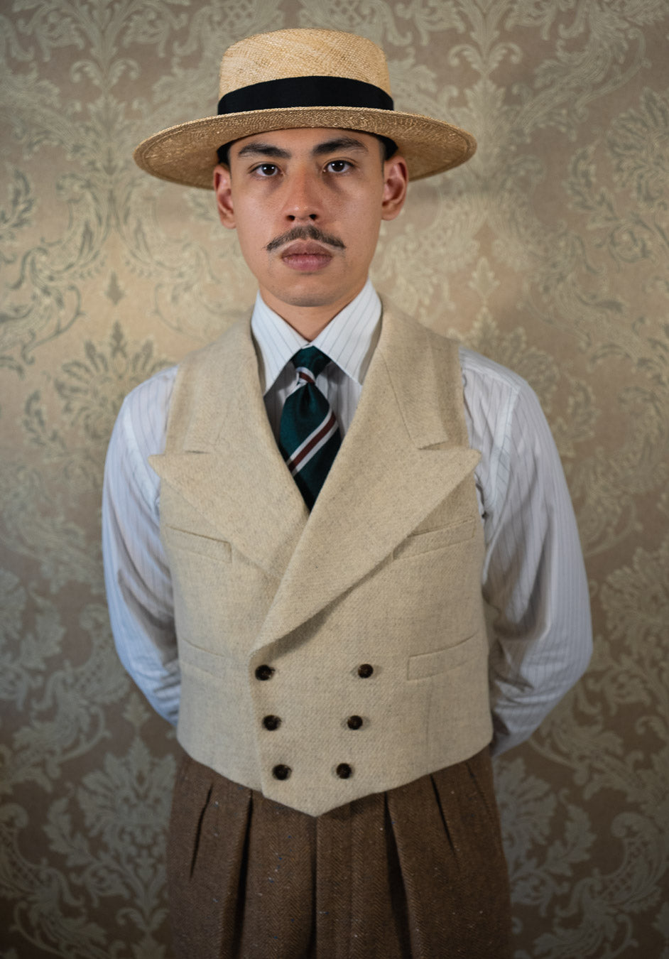 [PRÉCOMMANDE] Gilet en tweed beige à double boutonnage