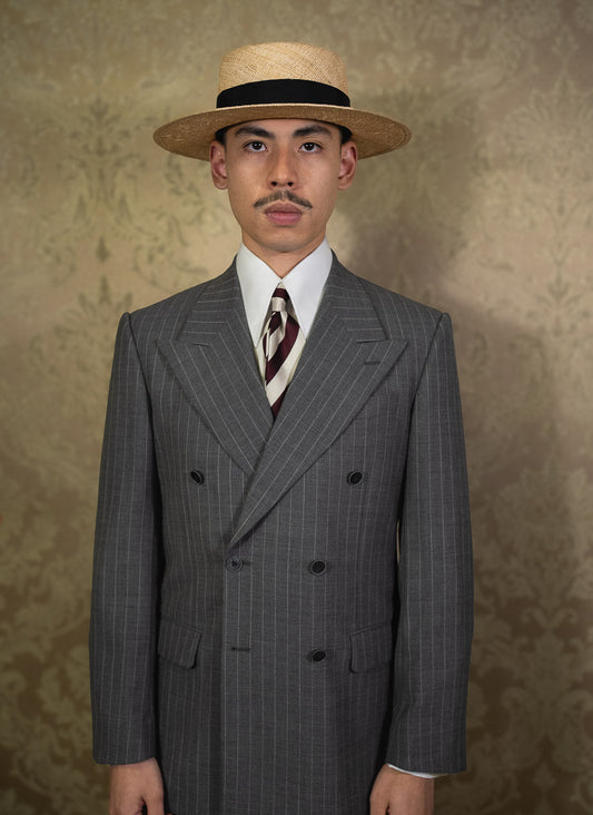 [PRE-ORDER] Double-breasted pinstripe cool wool jacket