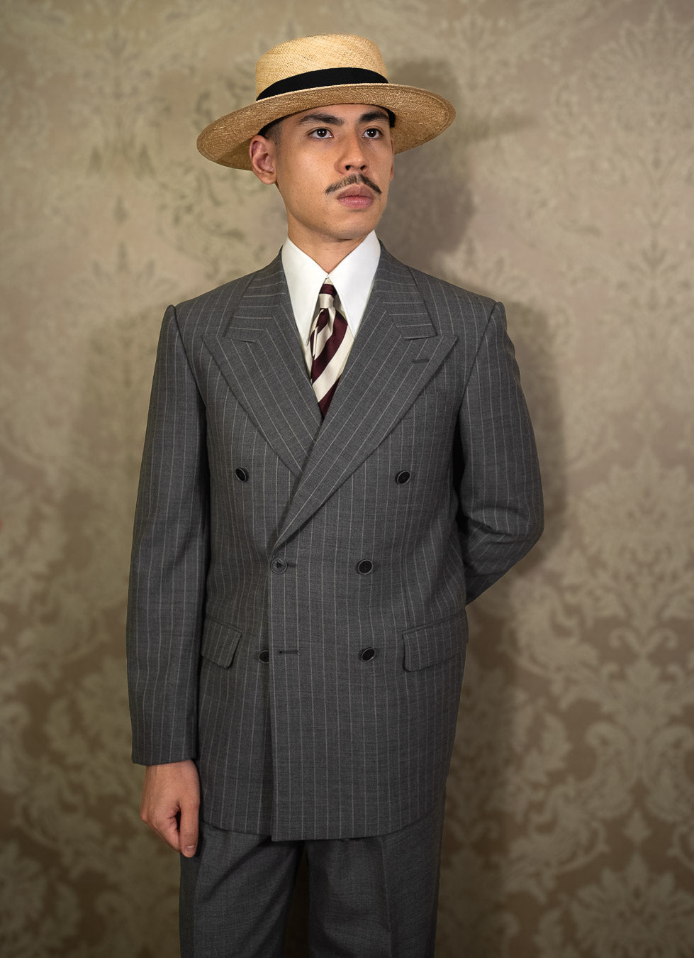 [PRE-ORDER] Double-breasted pinstripe cool wool jacket