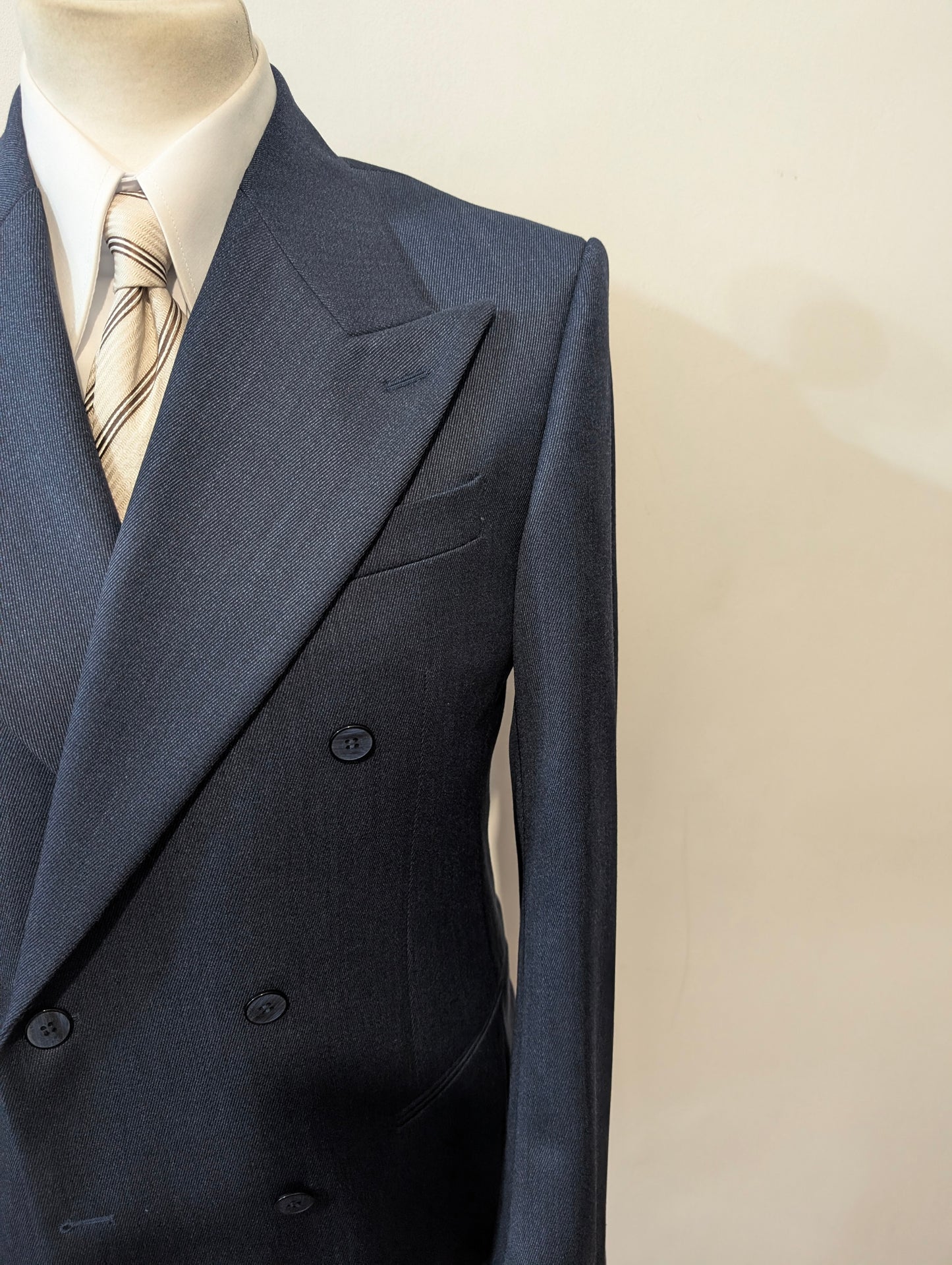 Veste croisée bleu marine en whipcord