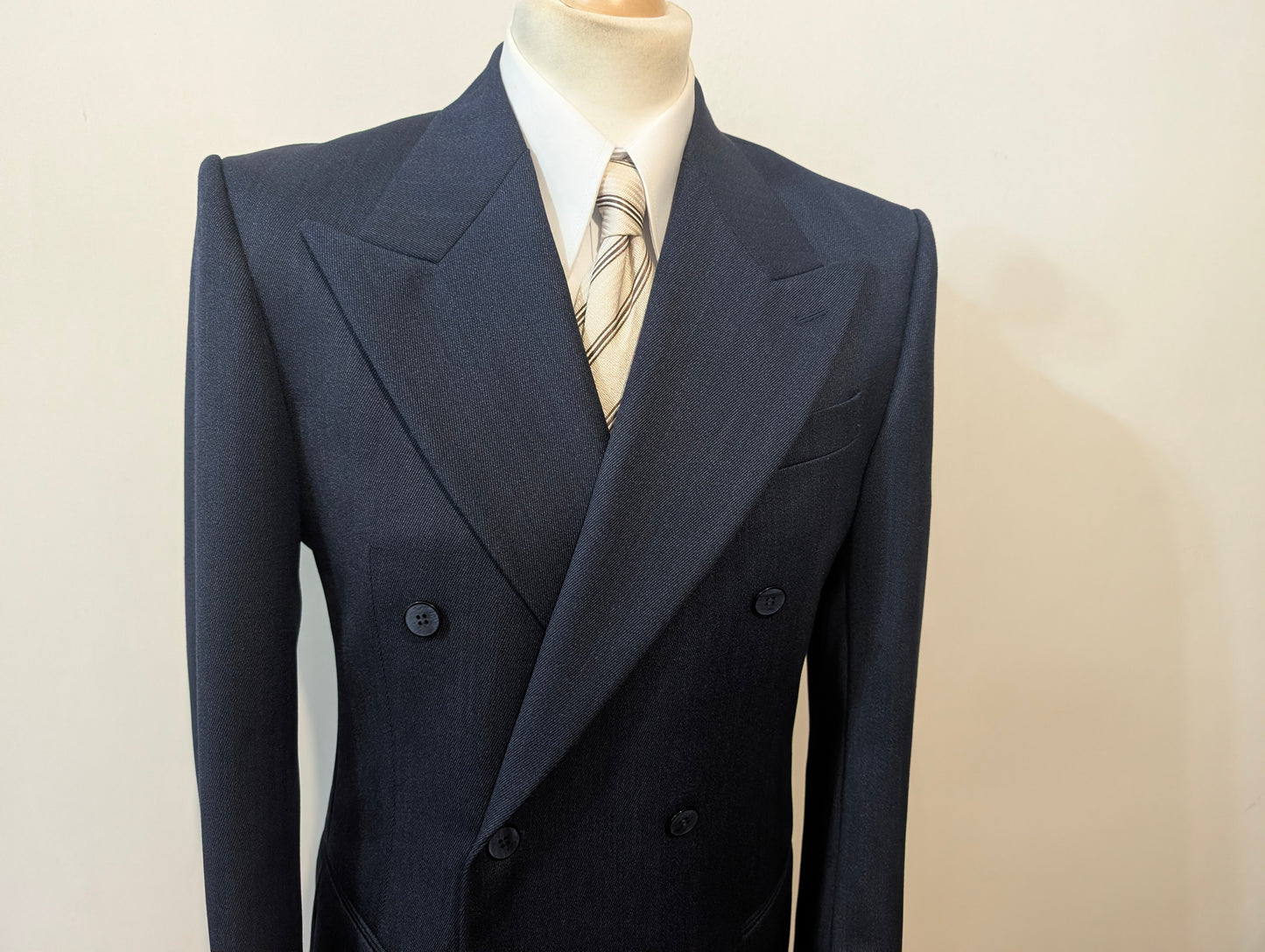 Veste croisée bleu marine en whipcord