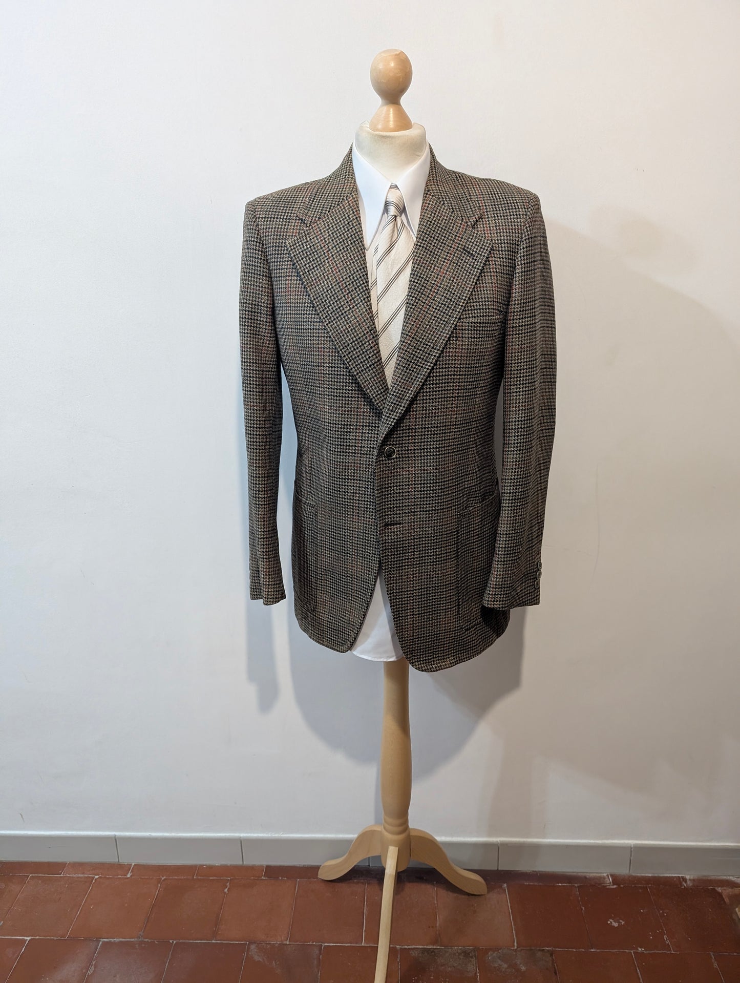 Veste à motif pied de poule en laine