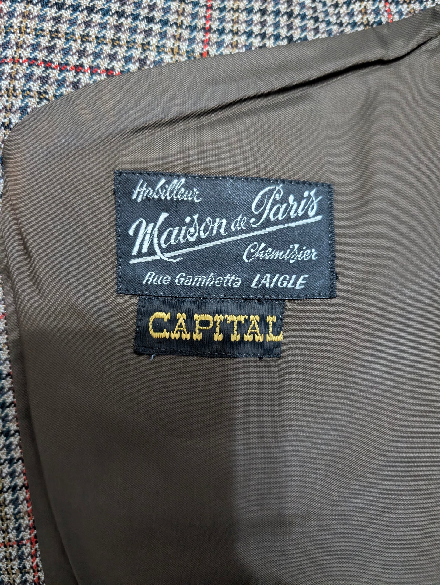 Veste à motif pied de poule en laine