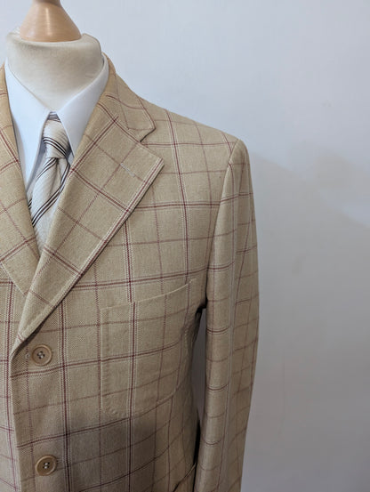 Veste beige à carreaux en coton