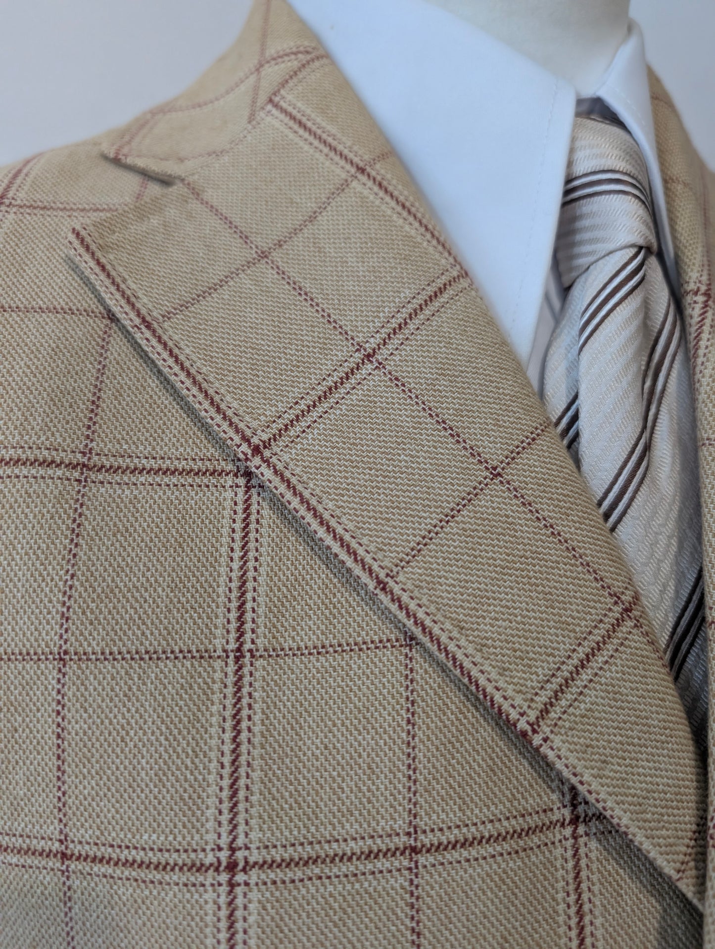 Veste beige à carreaux en coton