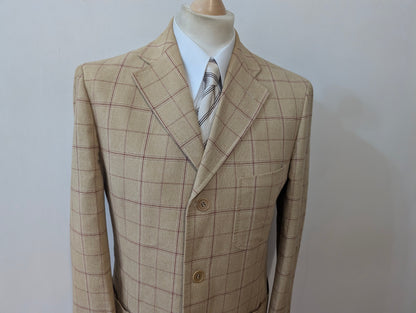 Veste beige à carreaux en coton
