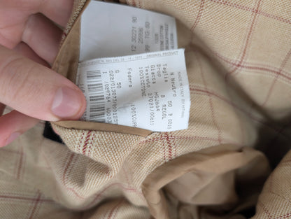 Veste beige à carreaux en coton