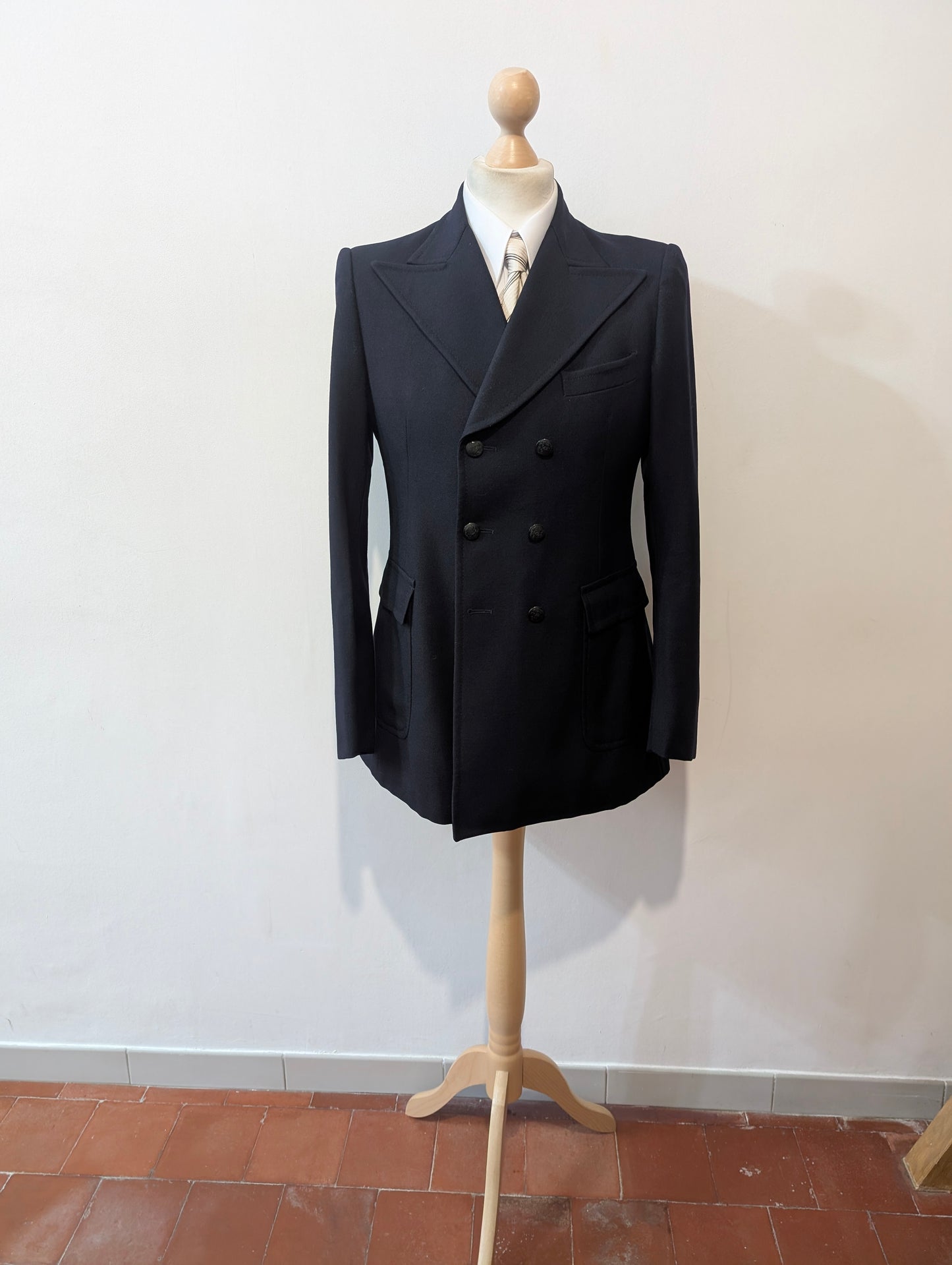 Veste croisé bleu marine en laine