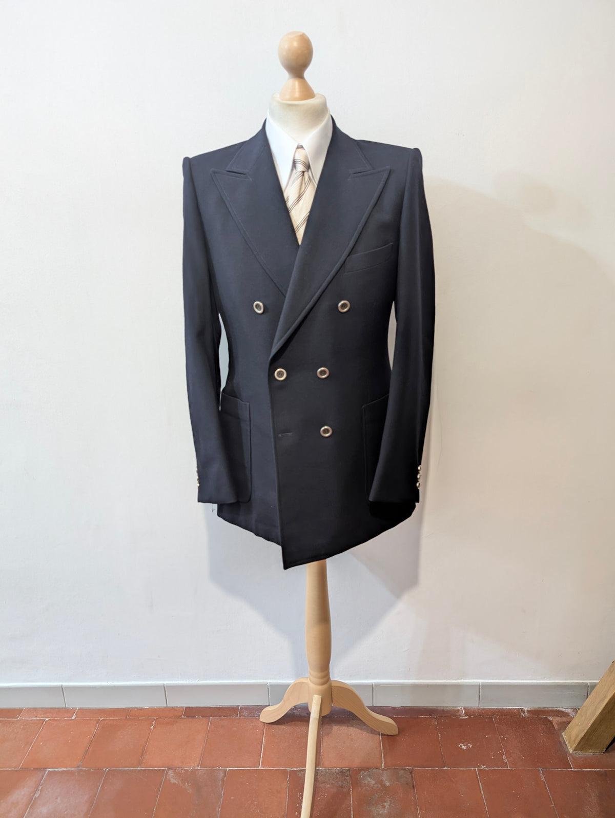 Veste croisée bleu marine en laine
