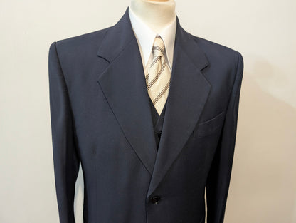 Costume 3 pièces bleu marine en laine froide