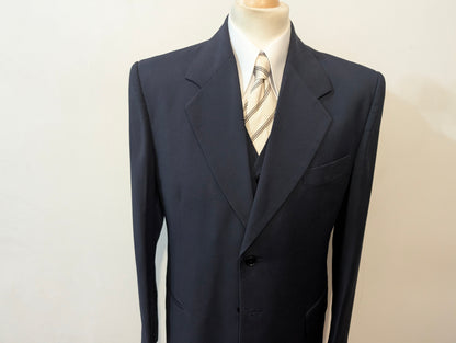 Costume 3 pièces bleu marine en laine froide
