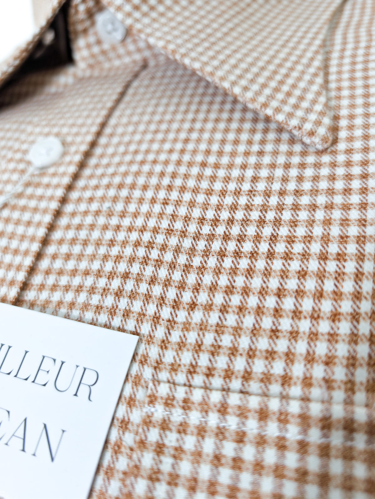 Chemise en flanelle à motif pied-de-poule marron clair