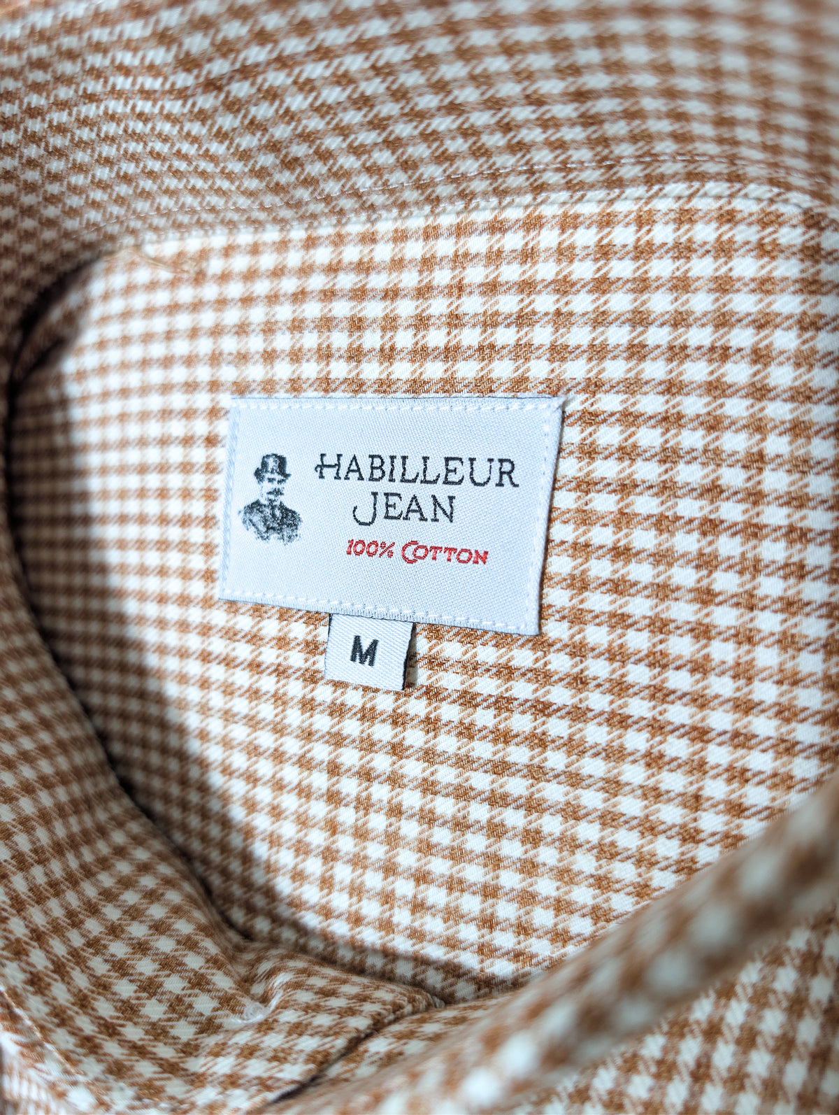 Chemise en flanelle à motif pied-de-poule marron clair
