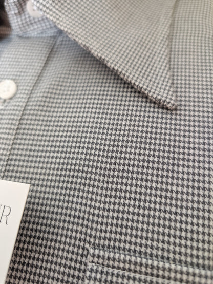 Chemise popover en flanelle à motif pied-de-poule noir