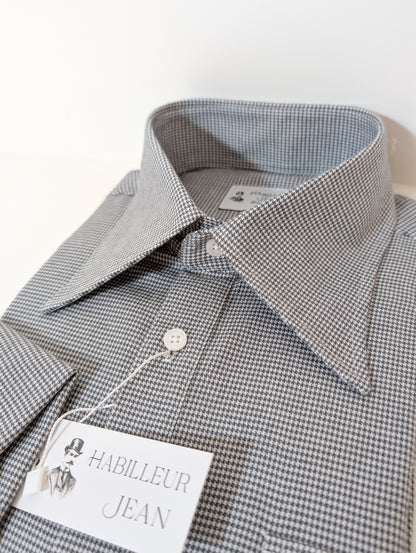 Chemise popover en flanelle à motif pied-de-poule noir